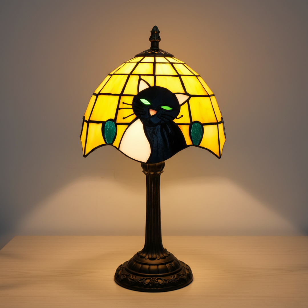 Tischlampe Königliche Barocke mit Katze Schwarze
