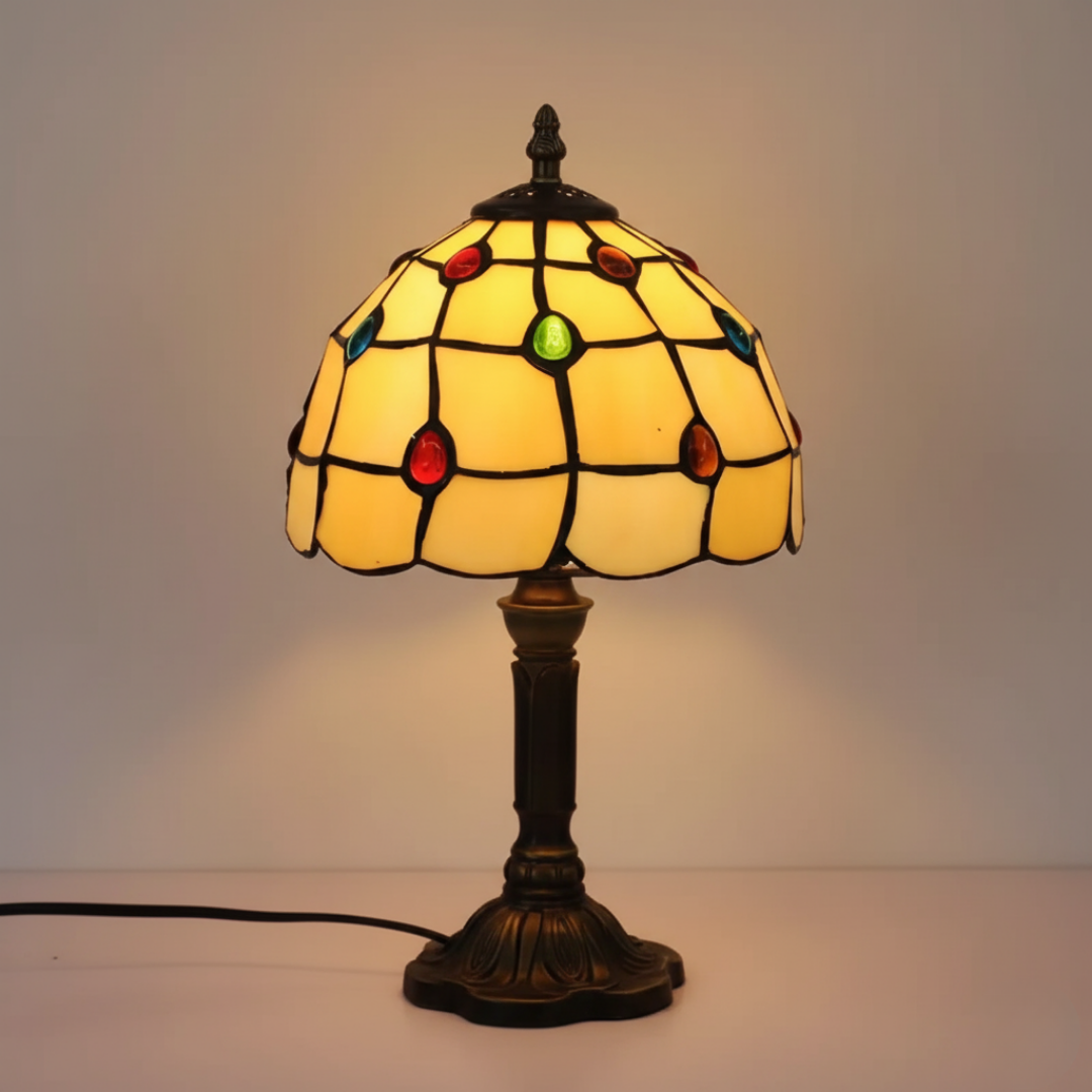 Tischlampe Buntglas Art Decô