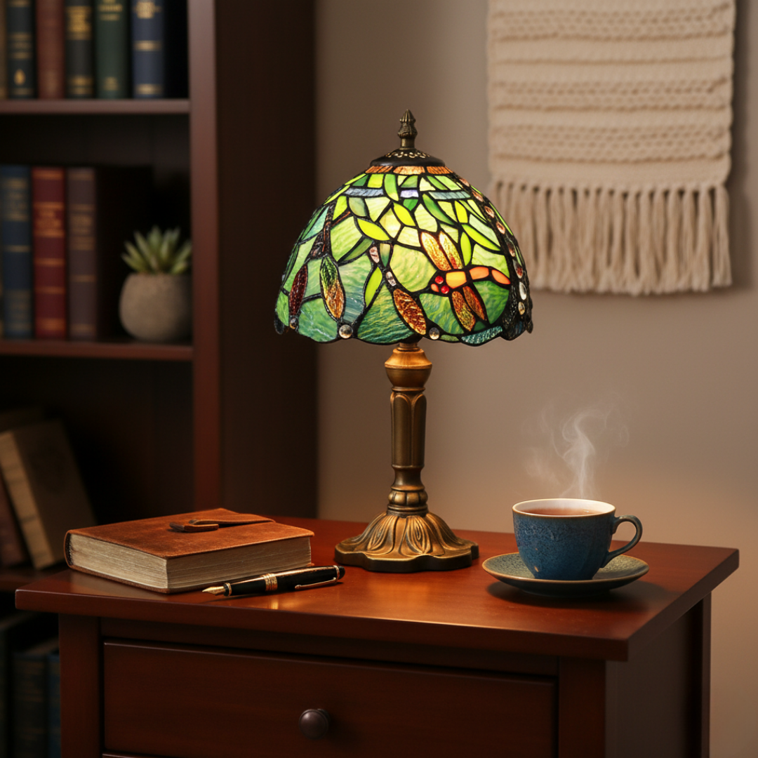 Tischlampe LED Buntglas Mediterran