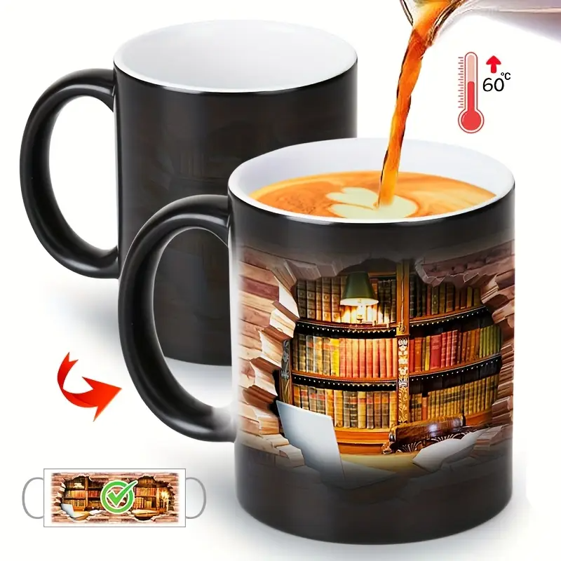 Tasse Keramik Charmante mit Thermoeffekt für Buchliebhaber