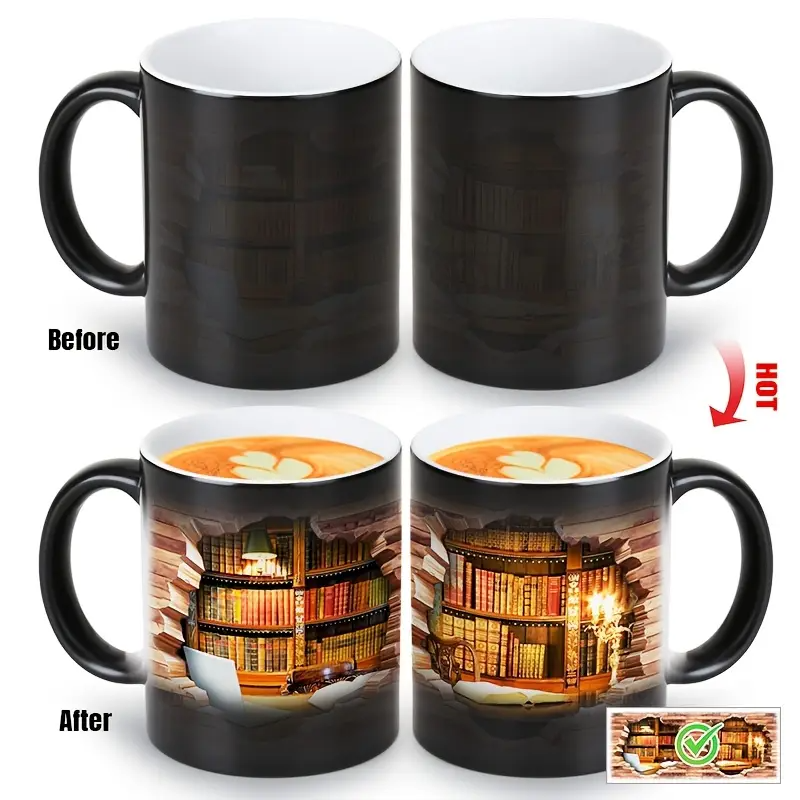 Tasse Keramik Charmante mit Thermoeffekt für Buchliebhaber