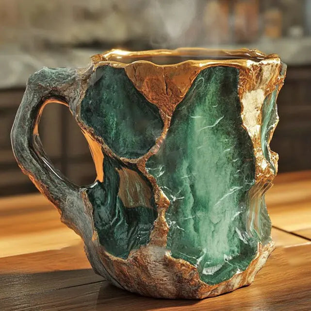 Kaffeetassen mit Kristallen und Mineralien