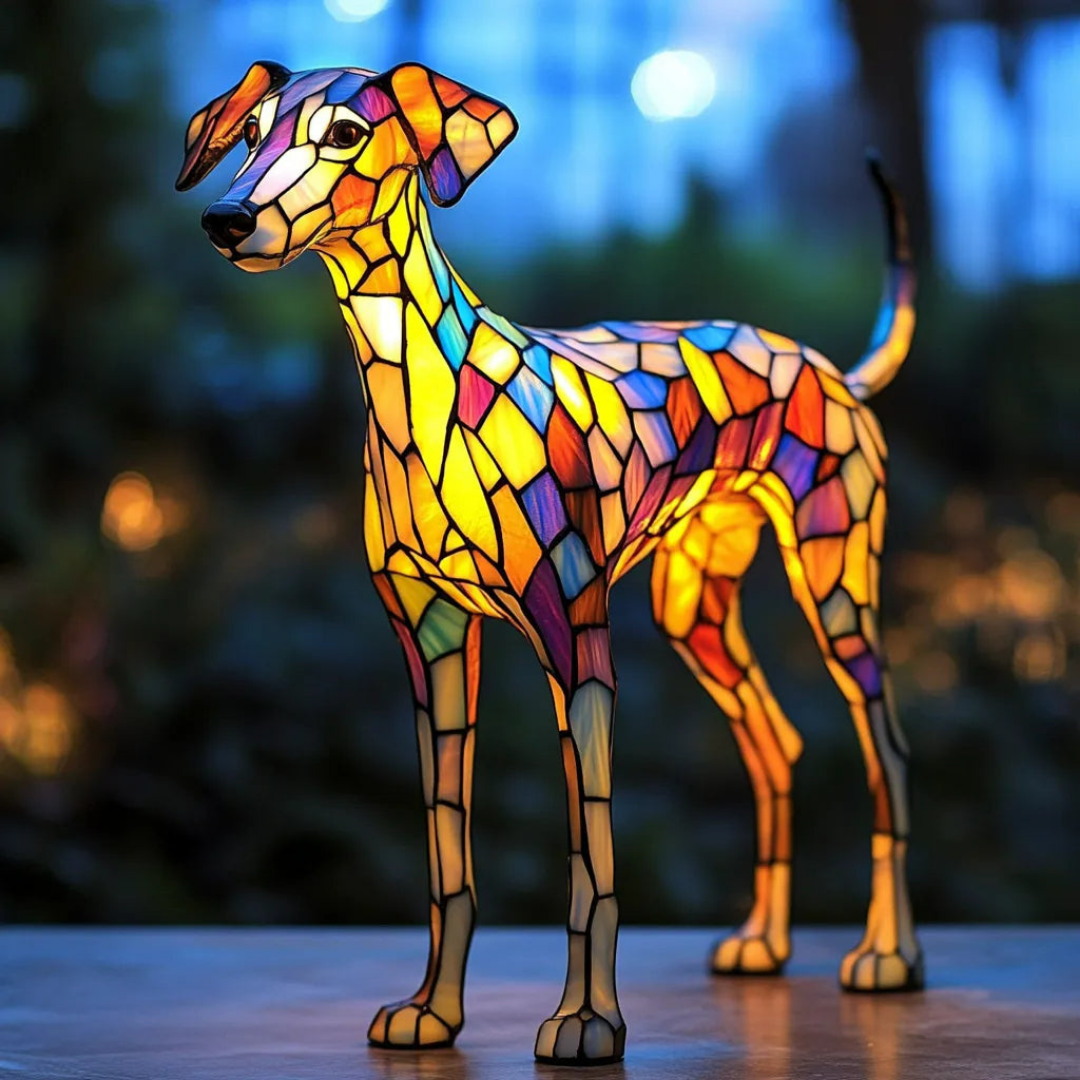 Lampe Whippet – Buntglas Kunstsanal