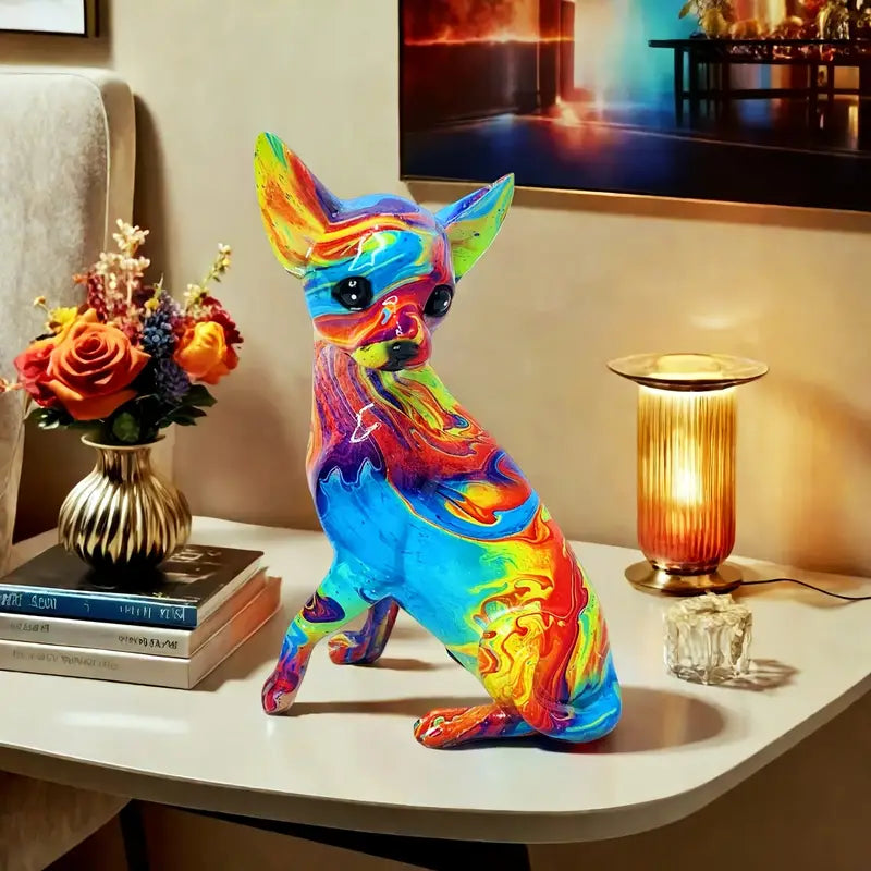 Tischlampe Chihuahua Lebendige in Kunstharz