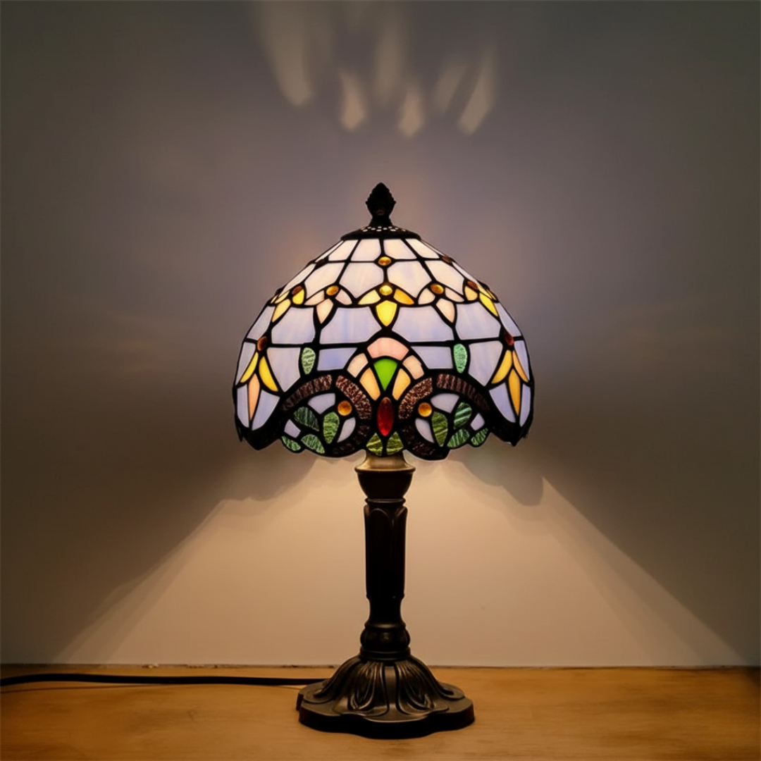 Tischlampe Buntglas Retro