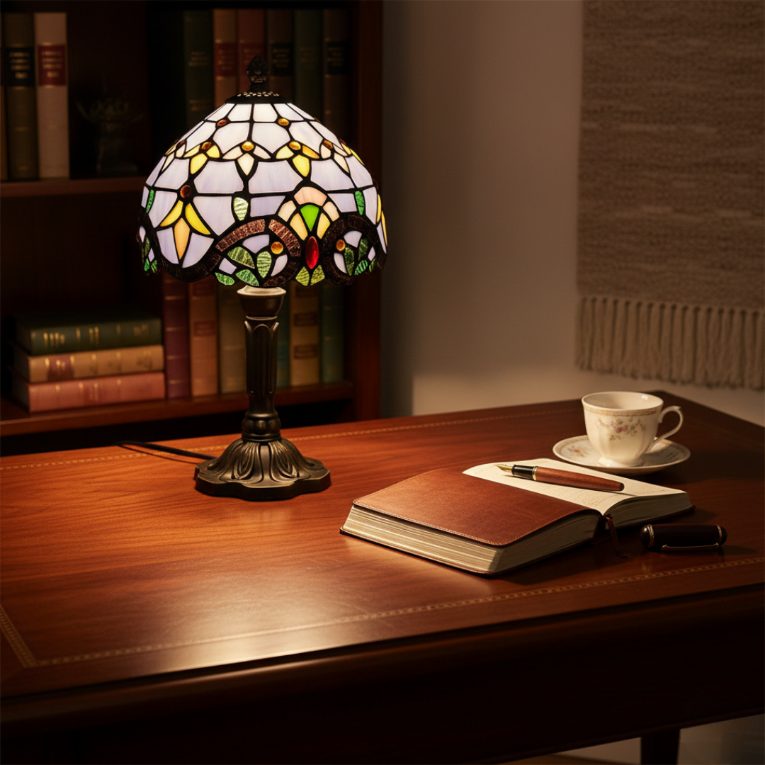 Tischlampe Buntglas Retro