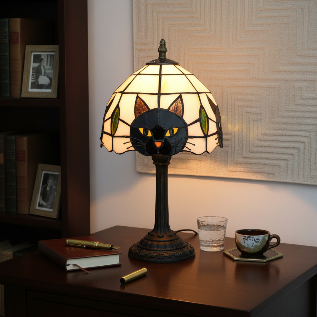 Tischlampe Retro Barocke mit Katze Schwarze