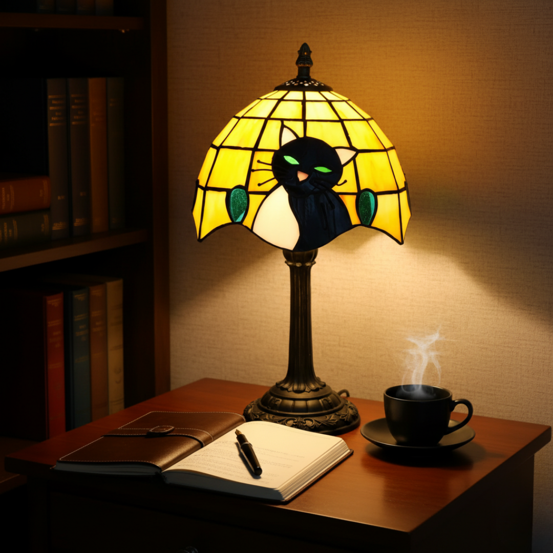 Tischlampe Königliche Barocke mit Katze Schwarze