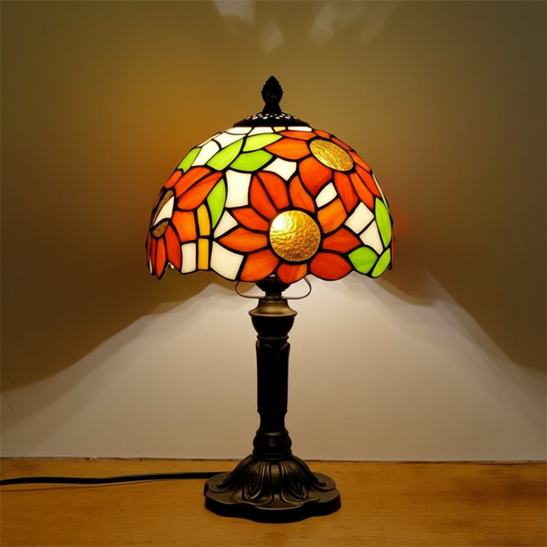 Tischlampe LED in Glas Ornamentglas