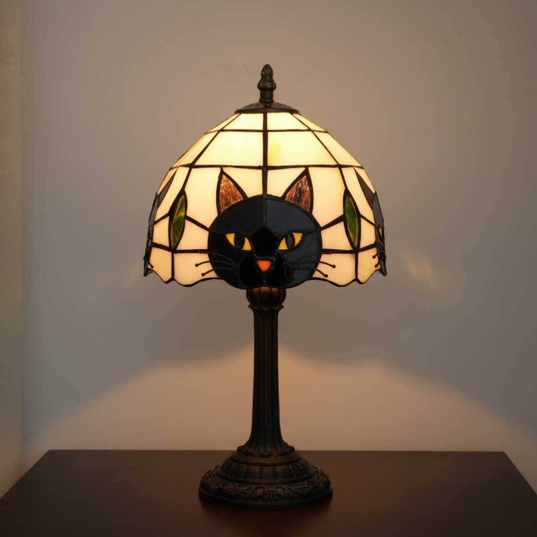 Tischlampe Retro Barocke mit Katze Schwarze