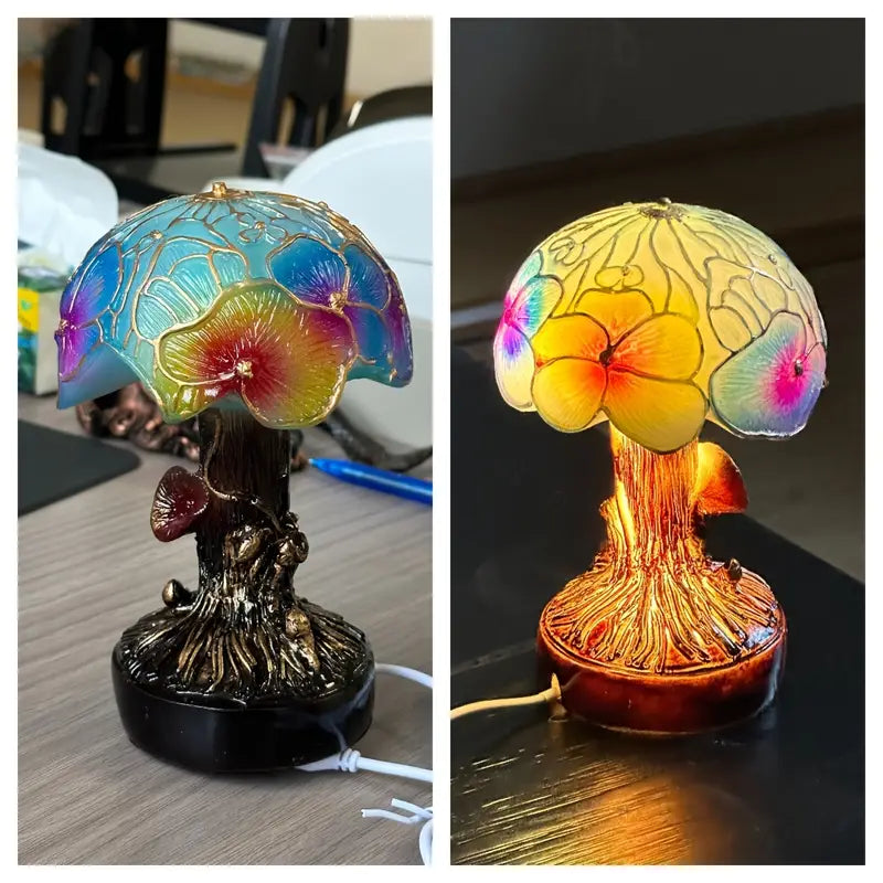 Lampe Boho Pilz und Blumen