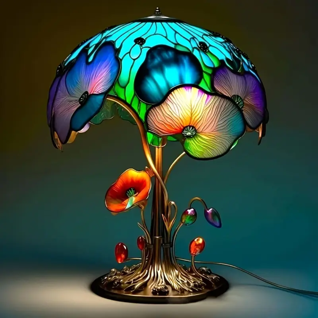 Lampe Boho Pilz und Blumen
