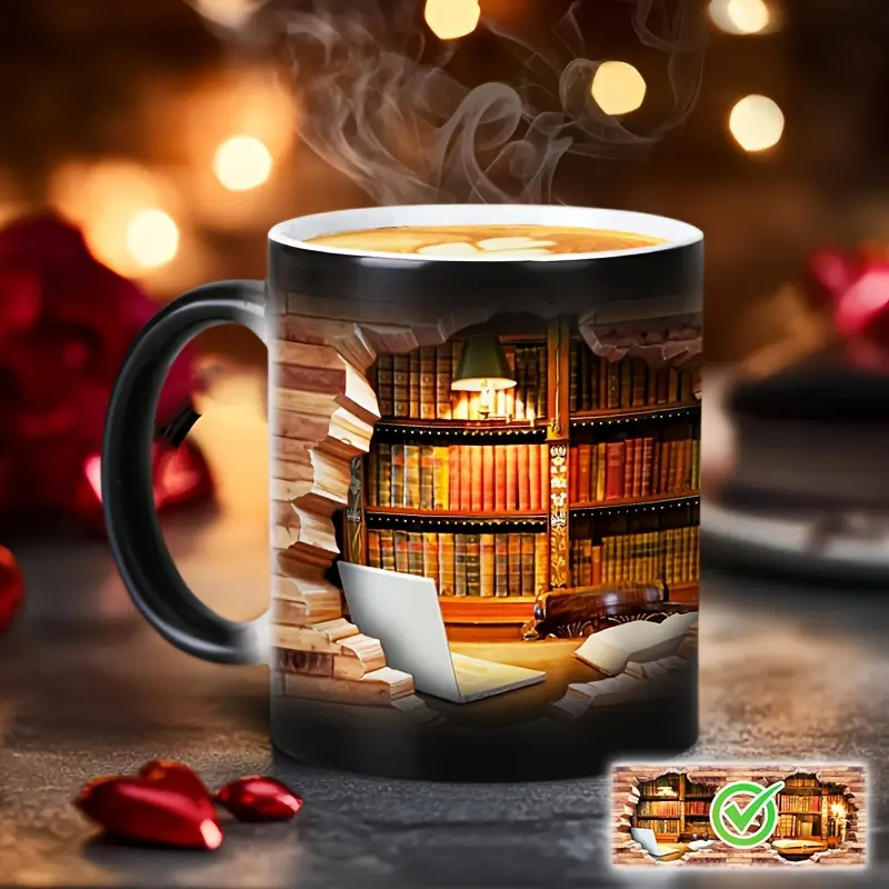 Tasse Keramik Charmante mit Thermoeffekt für Buchliebhaber