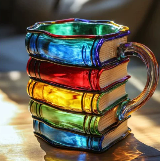 Tasse Kunstsanal Farbige mit Buchmotivs