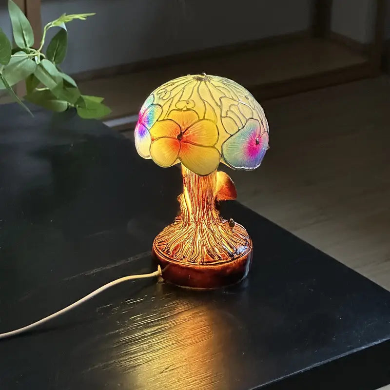 Lampe Boho Pilz und Blumen